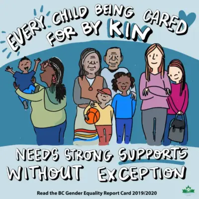 Text above an illustration of several families reads "Every child being cared for by kin needs strong supports without exception".