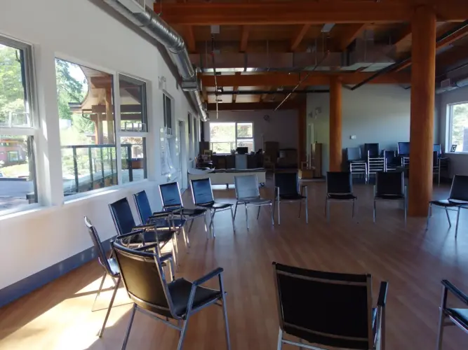 A room filled with chairs in a circle 