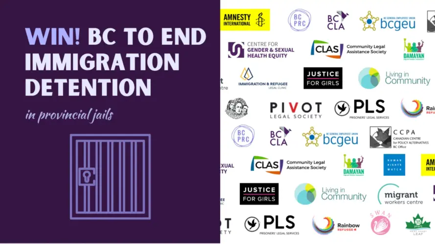 Win! BC to end immigration detention in provincial jail.