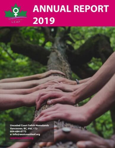 The cover of the 2019 Annual Report with an image of several hands along a tree trunk.