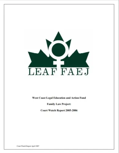 The cover of the report Court Watch 2005-2006 with the logo of West Coast LEAF.