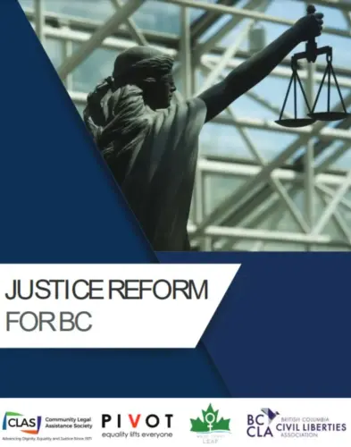 An image of the scales of justice on the cover of the report.